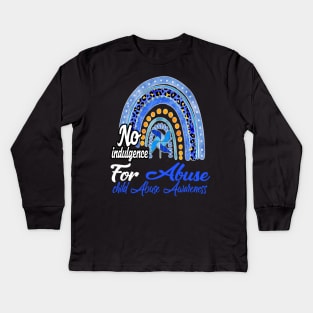 No Indulgence For Abuse Child Abuse Prevention Awareness Month Kids Long Sleeve T-Shirt